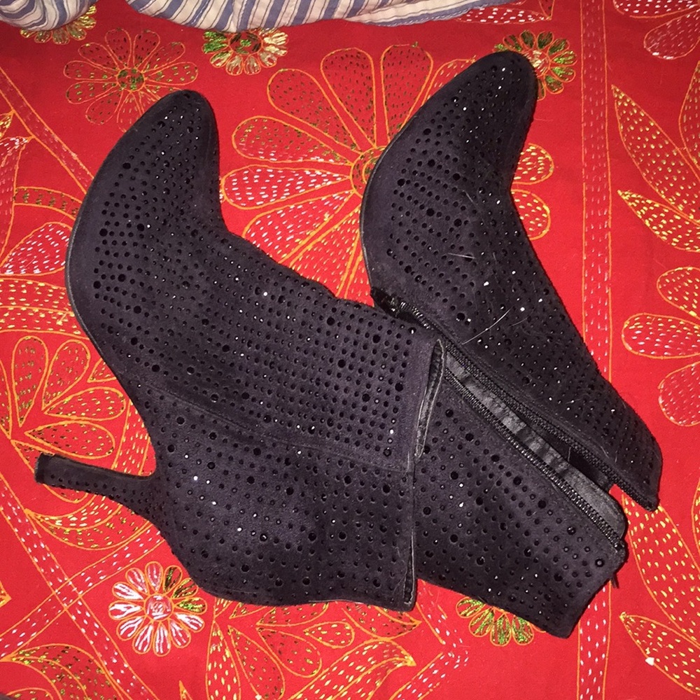 Sparkly Black Booties